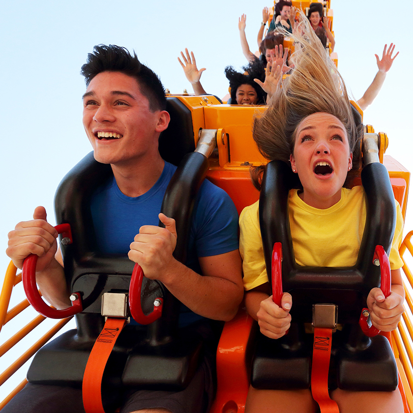 Photo of people on a rollerocoaster