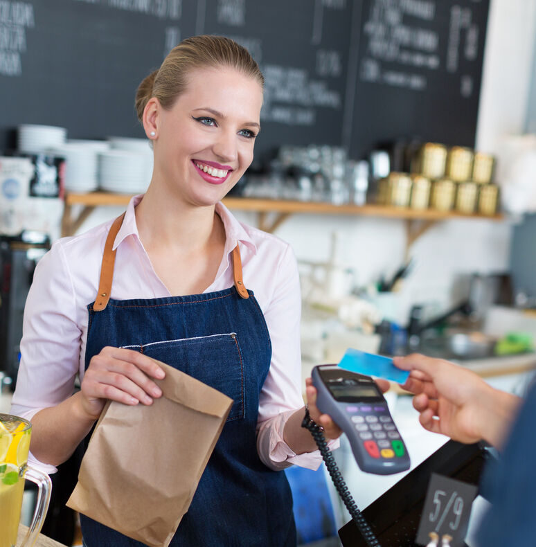Man checking out with cashier